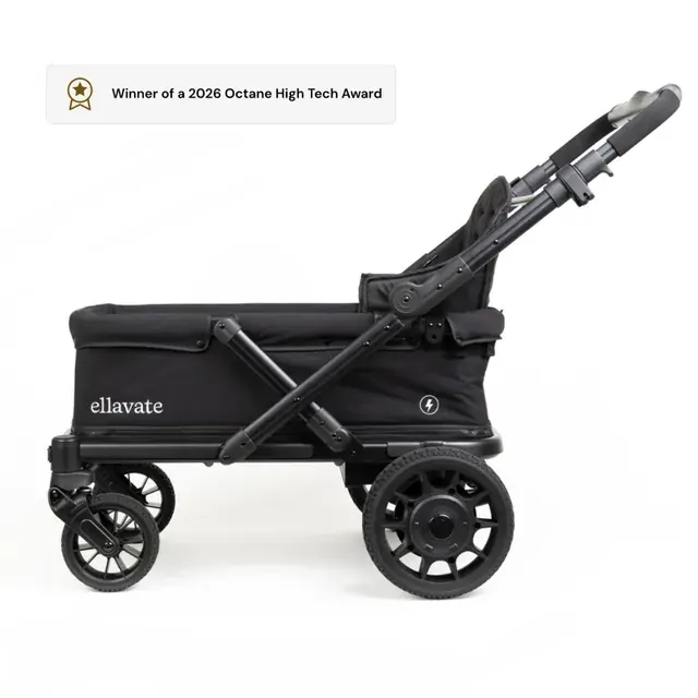 Black Ellavate electric wagon with handle extended
