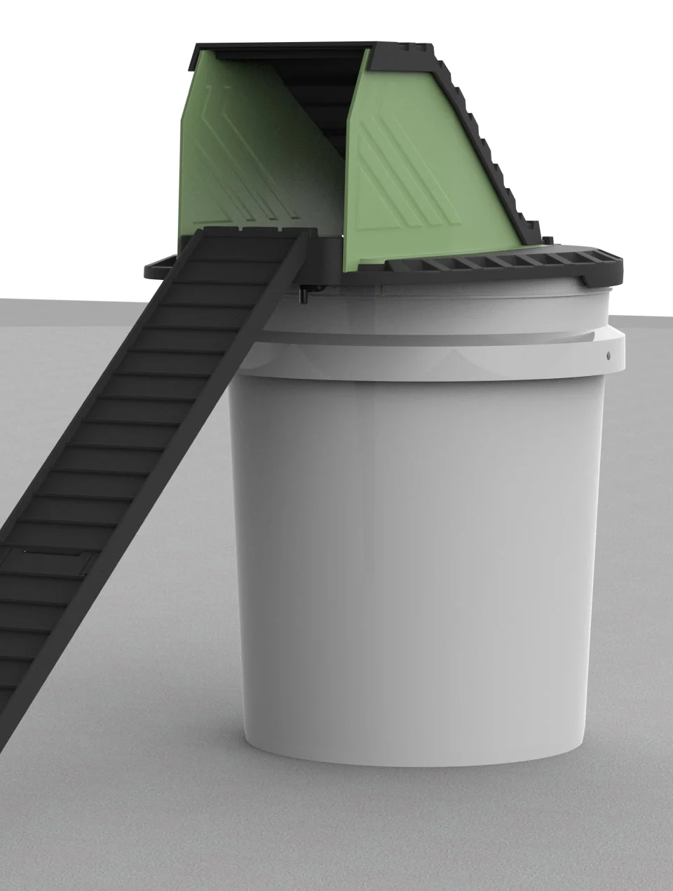 Vulcan rat trap and ramp fitted to a bucket; bucket sold separately